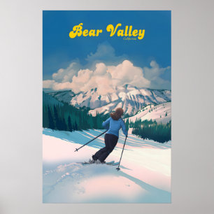 Affiche de voyage de la station de ski Bear Valley