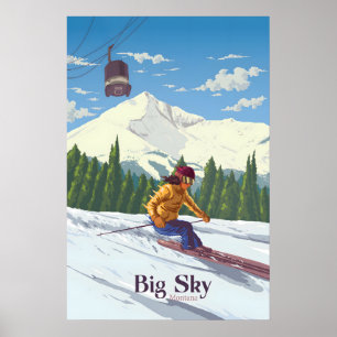 Affiche de voyage de la station de ski Big Sky Mon