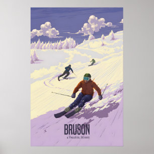 Affiche de voyage de la station de ski de Bruson e