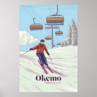 Affiche de voyage de la station de ski Okemo Vermo