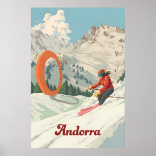 Affiche de voyage de la station de ski Ordino Arca