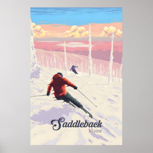 Affiche de voyage de la station de ski Saddleback