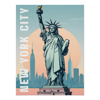 Affiche de voyage de la Statue de la Liberté New Y