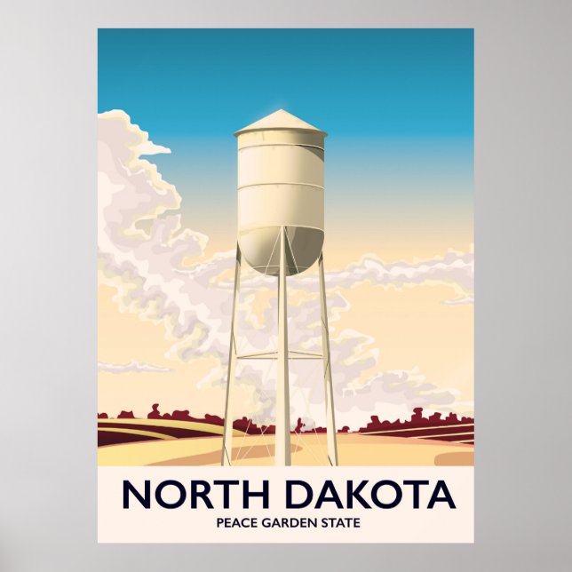 Affiche de voyage de la tour de l'eau du Dakota du (Devant)