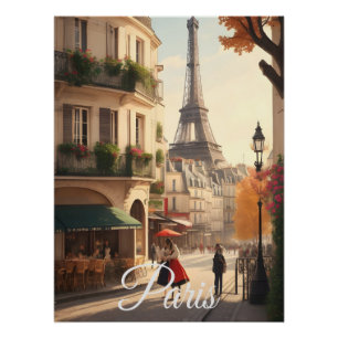 Affiche de voyage de la Tour Eiffel Paris France