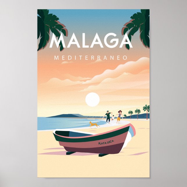 Affiche de voyage de la ville espagnole de Malaga (Devant)