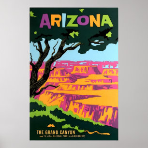 Affiche de voyage de l'art du Grand Canyon d'Arizo