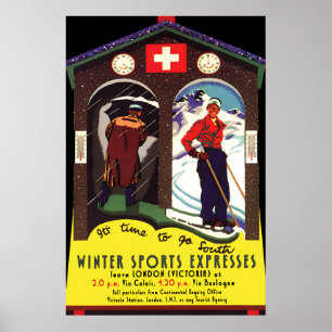 Affiche de voyage de l'express des sports d'hiver 
