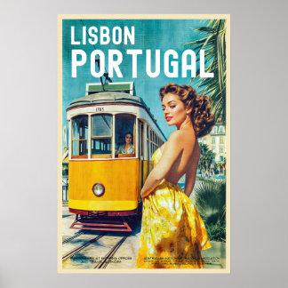 Affiche de voyage de Lisbonne style vintage