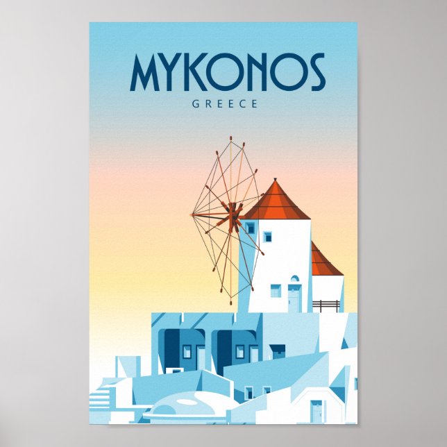 Affiche de voyage de Mykonos Grèce (Devant)