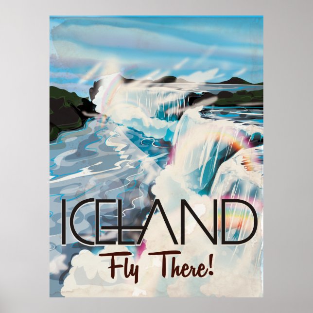 Affiche de voyage de paysages rétros Islande (Devant)