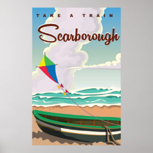 Affiche de voyage de plage de Scarborough