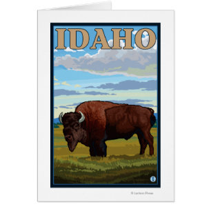 Affiche de voyage de SceneIdahoVintage de bison