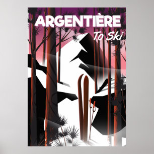 Affiche de voyage de ski à Argentière, France