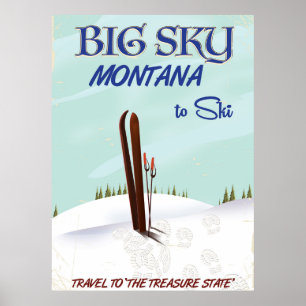 Affiche de voyage de ski à Big Sky, Montana
