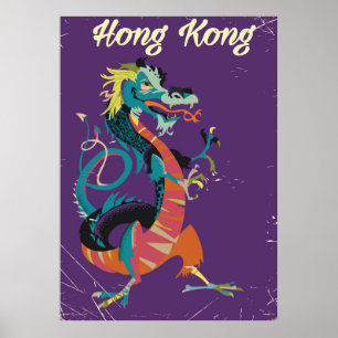Affiche de voyage de style vintage Dragon de Hong