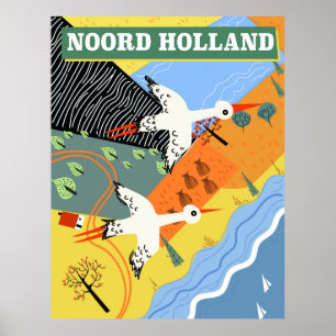 affiche de voyage de style vintage Noord Holland