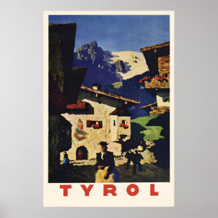 Affiche de voyage de style vintage Tyrol, Autriche