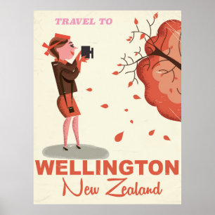affiche de voyage de style vintage Wellington Nouv