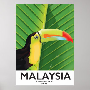 Affiche de voyage de toucan de la Malaisie