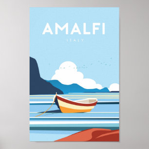 Affiche de voyage d'époque amalfi