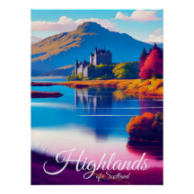 Affiche de voyage des Highlands d'Écosse