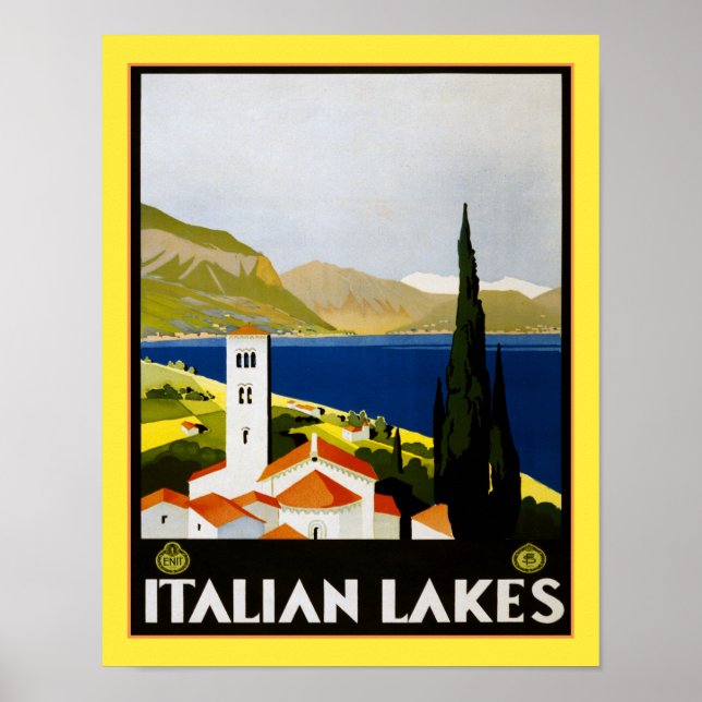 Affiche de voyage des lacs italiens 1930 (Devant)