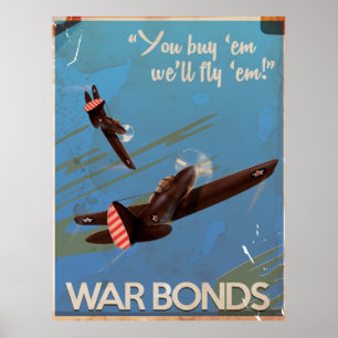 Affiche de voyage des obligations de guerre vintag