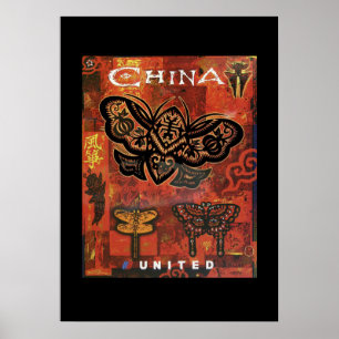 Affiche de voyage des papillons chinois