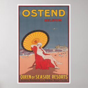 Affiche de voyage d'Ostende Belgique Plages Impres