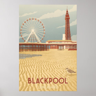 Affiche de voyage du bord de mer de Blackpool