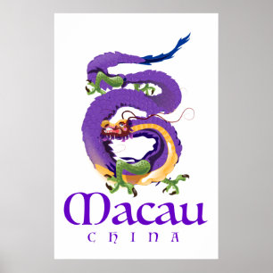 Affiche de voyage du dragon de Macao Chine.