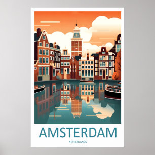 Affiche de voyage du parc d'Amsterdam Vintage Ski 
