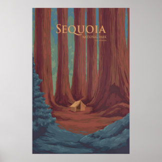 Affiche de voyage du parc national de Sequoia