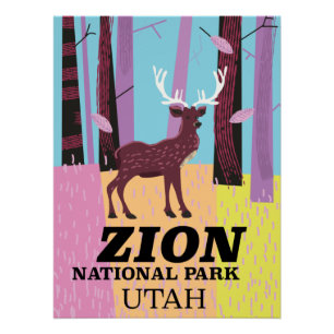Affiche de voyage du parc national de Zion Utah.