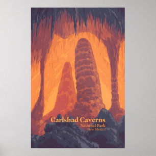 Affiche de voyage du parc national des grottes de 