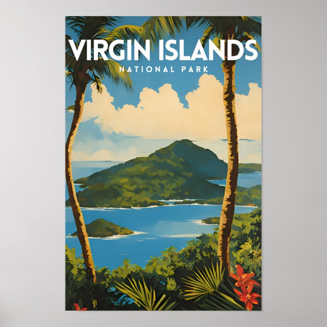 Affiche de voyage du parc national des Îles Vierge (Devant)