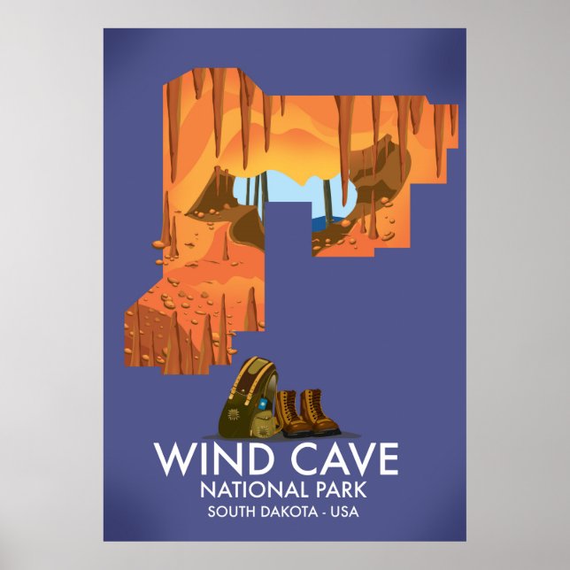 Affiche de voyage du parc national Wind Cave Natio (Devant)