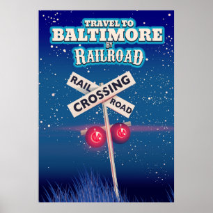 Affiche de voyage du passage à niveau du chemin de
