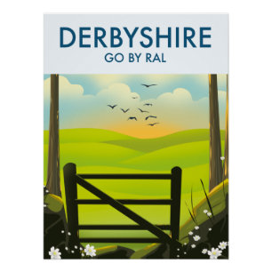 Affiche de voyage du paysage Derbyshire