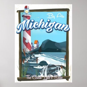 Affiche de voyage du phare du Michigan !.