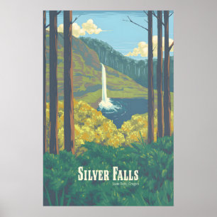 Affiche de voyage du Silver Falls State Park Orego