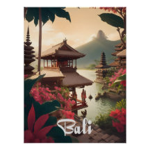 Affiche de voyage du temple de Bali