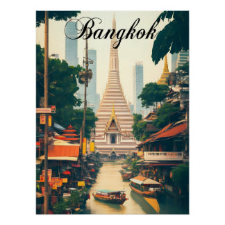 Affiche de voyage du temple de Bangkok Thaïlande