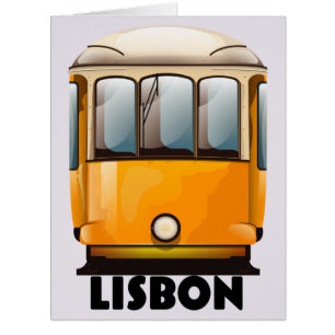 Affiche de voyage du tramway jaune de Lisbonne