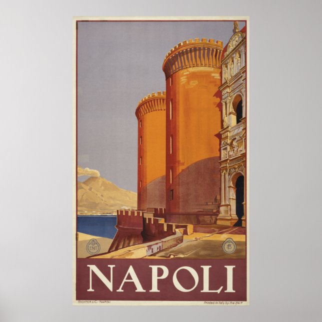 Affiche De Voyage Du Vésuve Et De La Baie De Naple (Devant)
