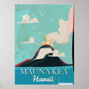 affiche de voyage du volcan mauna kea vintage Hawa