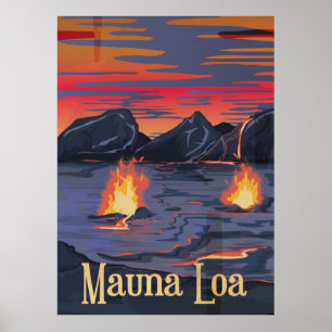 Affiche de voyage du volcan Mauna Loa