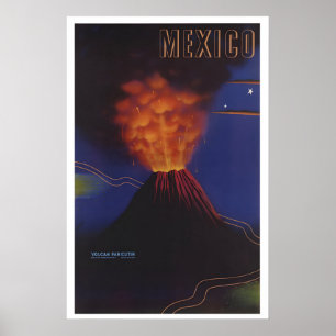 Affiche de voyage du volcan Paricutin au Mexique -