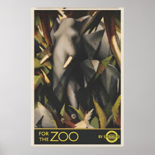 Affiche de voyage éléphant du zoo de Londres vinta